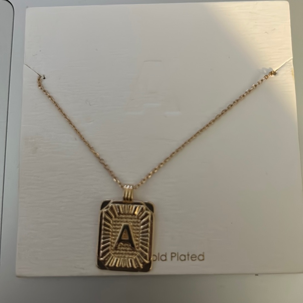Gold A Initial Necklace